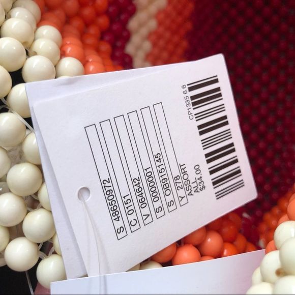 Urban Outfitters Retro Orange Red Cream Beaded Handbag NWT - Picture 8 of 11